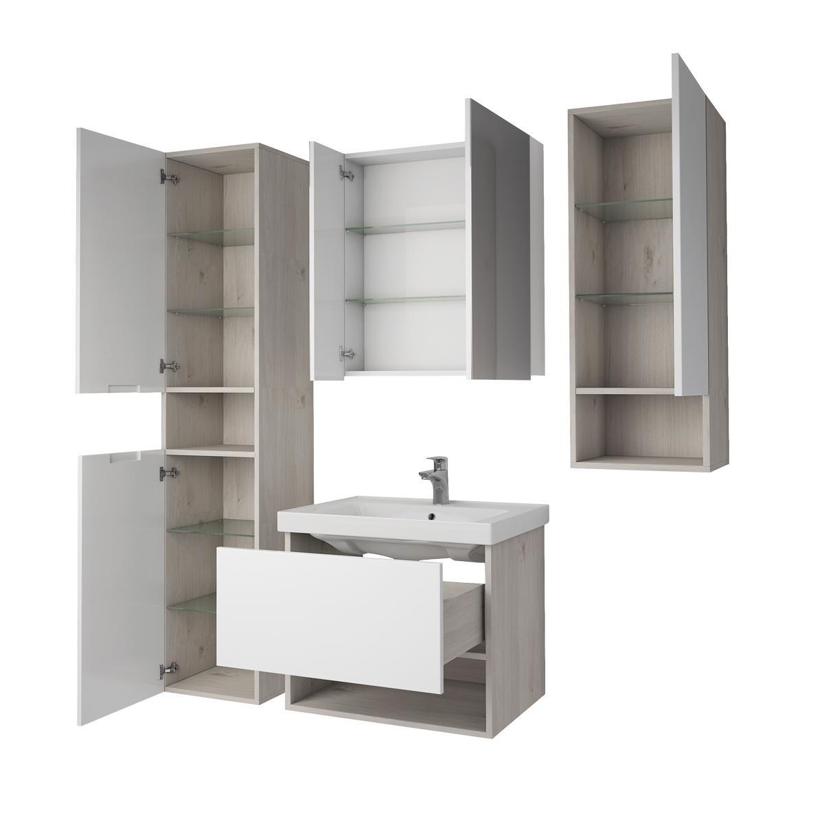 Тумба с раковиной подвесная Dreja Perfecto 90 см, дуб эврика/белый