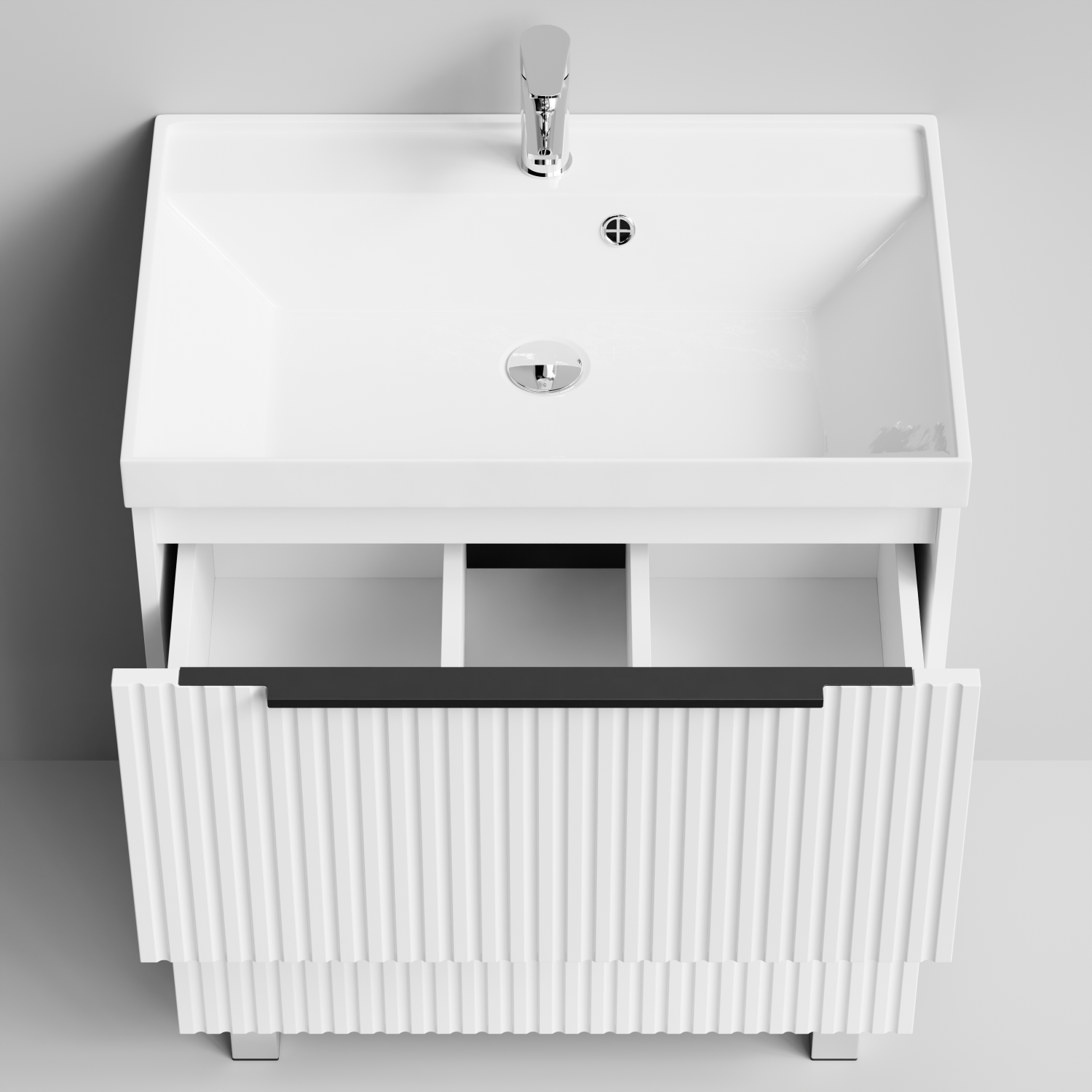 Тумба с раковиной Vod-ok Дольче 70 2 ящика, напольная, белая + 13 цветов