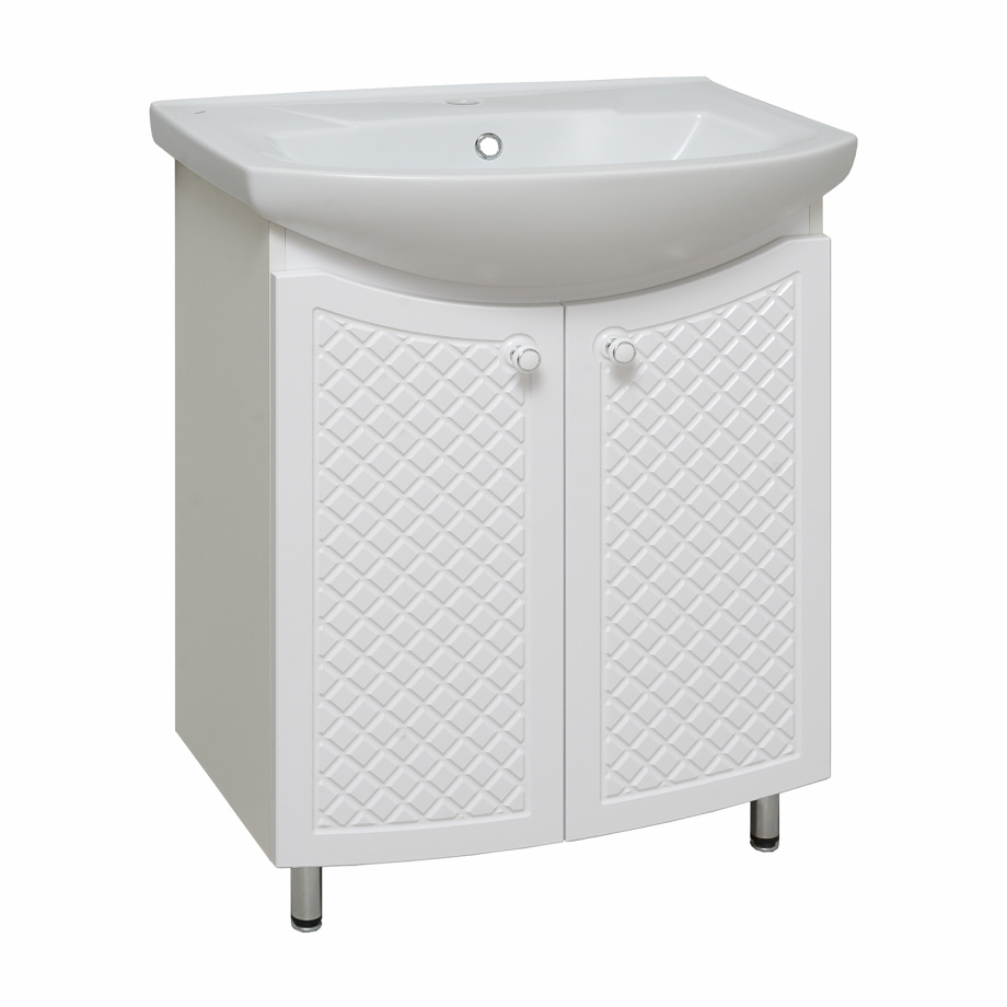 Тумба напольная Runo Милано 65 с раковиной Элеганс 65, белый