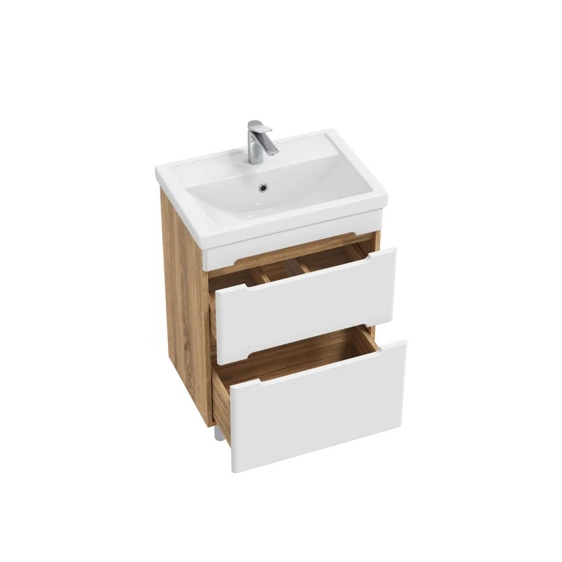 Тумба напольная SanStar Diva 60 с раковиной Фостер 60 белый, дуб вотан