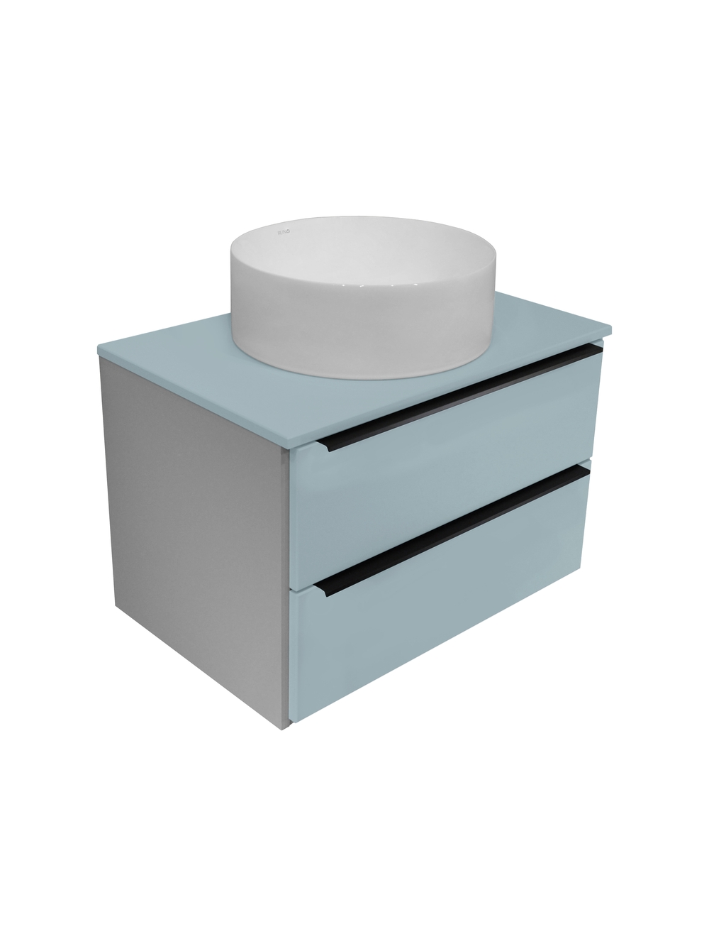 Тумба подвесная Runo Мальта 70 под накладную раковину, серый/бирюзовый