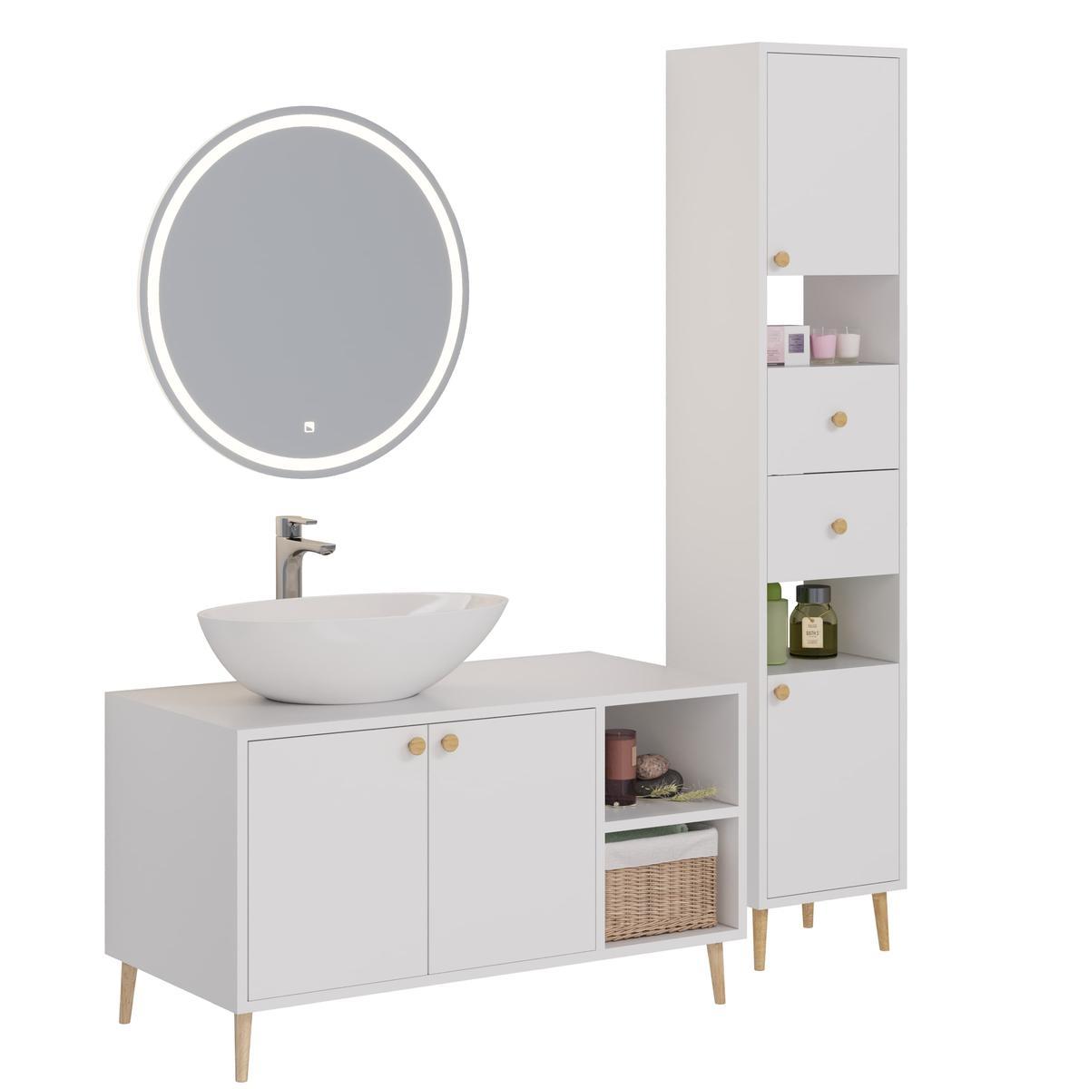 Тумба с раковиной напольная Dreja Luno 100 см, белый