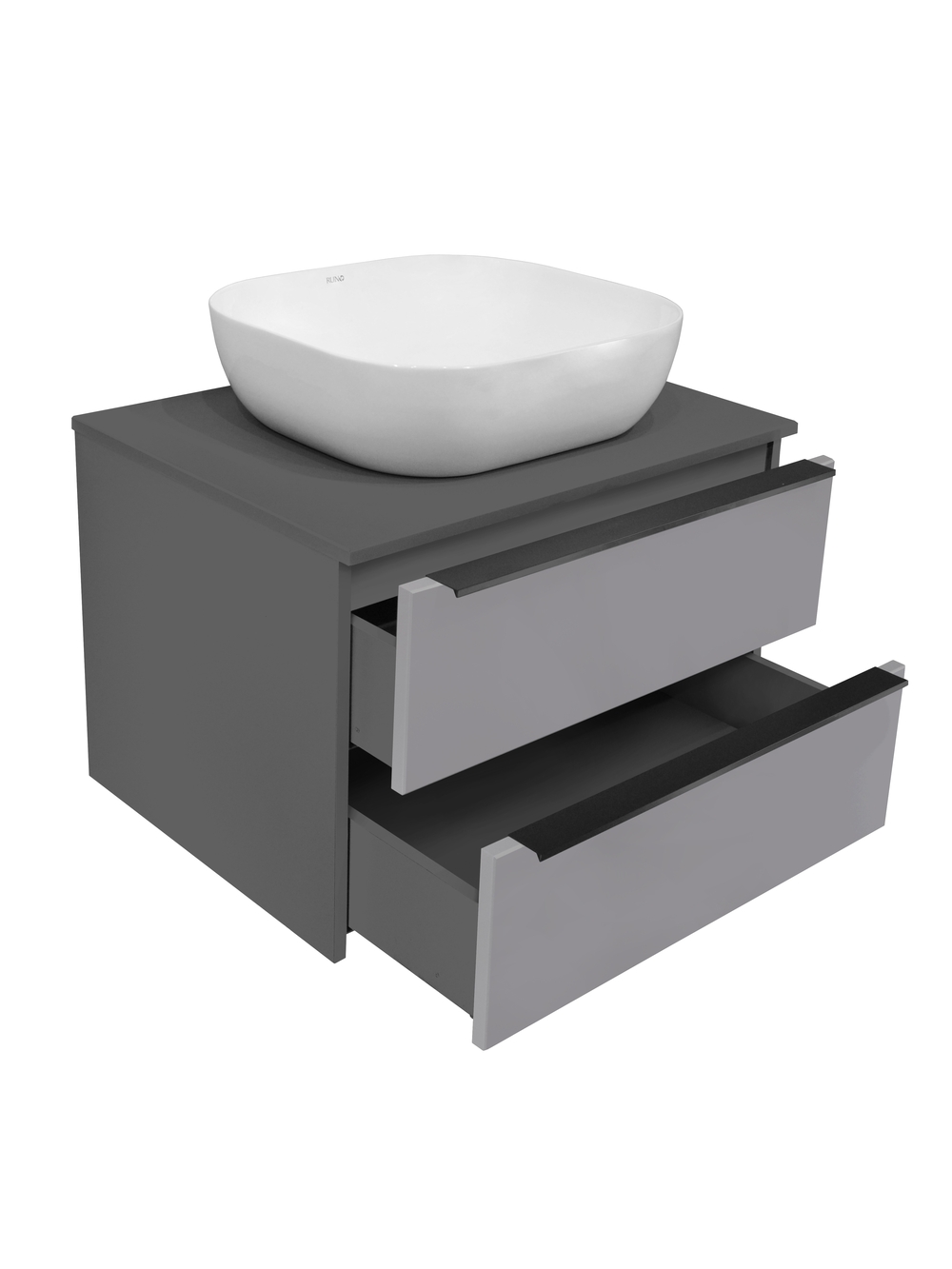 Тумба подвесная Runo Мальта 70 под накладную раковину, темно-серый/серый