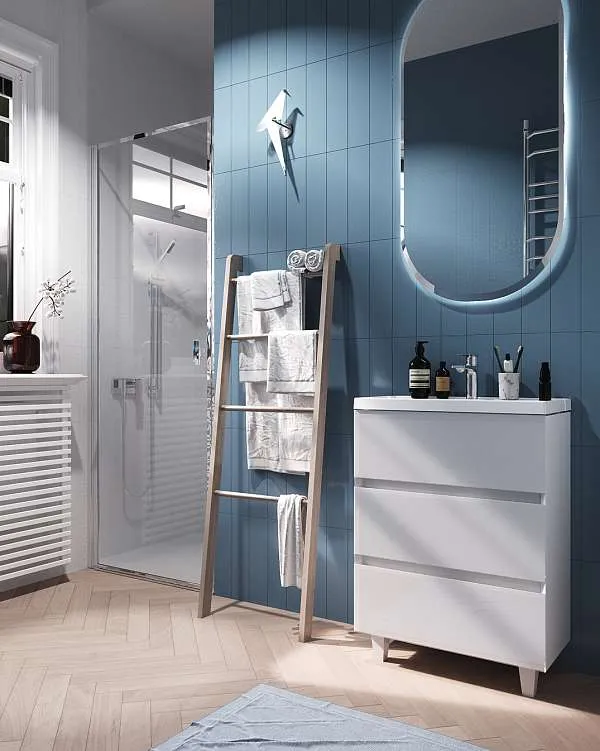 Тумба с раздвижной раковиной напольная 1Marka Bumble 60Н 2я, 2 ящика, белый от магазина Vanna-Vanna.ru!