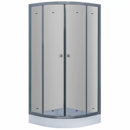 Душевой уголок Timo TL-1101 Fabric Glass матовый 100х100 полукруглый 1/4, с низким поддоном, хром от магазина Vanna-Vanna.ru!