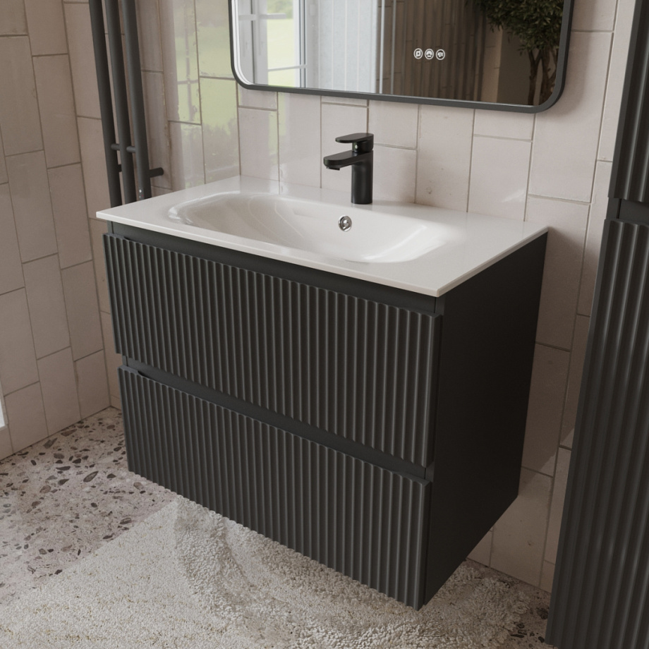 Тумба с раковиной подвесная (80 см) Terminus Sicilia SIC10802701601O, графит