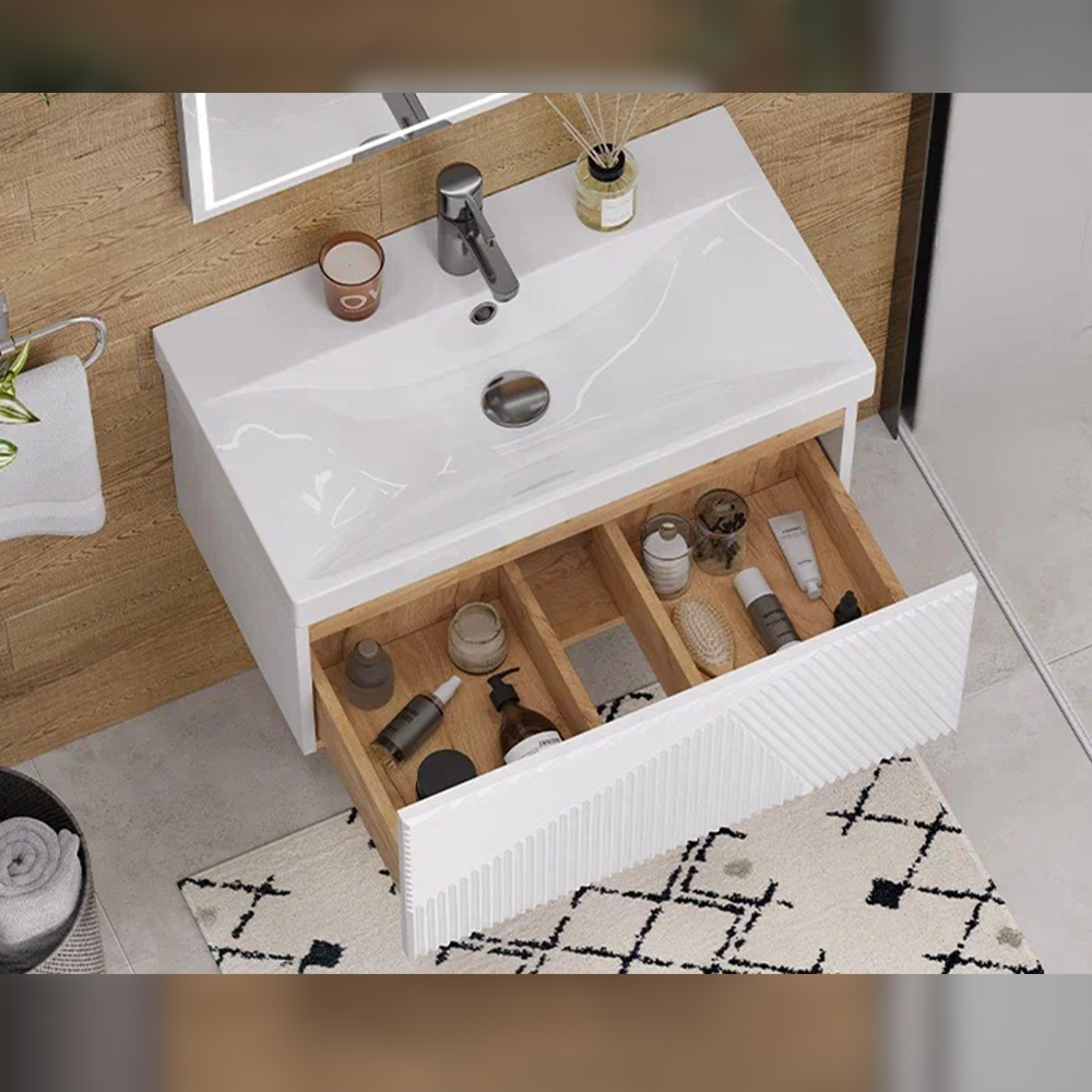 Тумба с раковиной подвесная Velvex Edge tp.EDG.9696.70.1Y белый глянец, 70 см