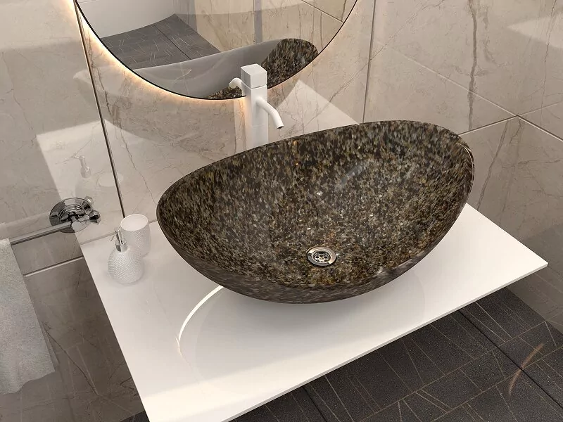 Раковина Stella Polar Орион 58 Люкс stone коричневый камень от магазина Vanna-Vanna.ru!