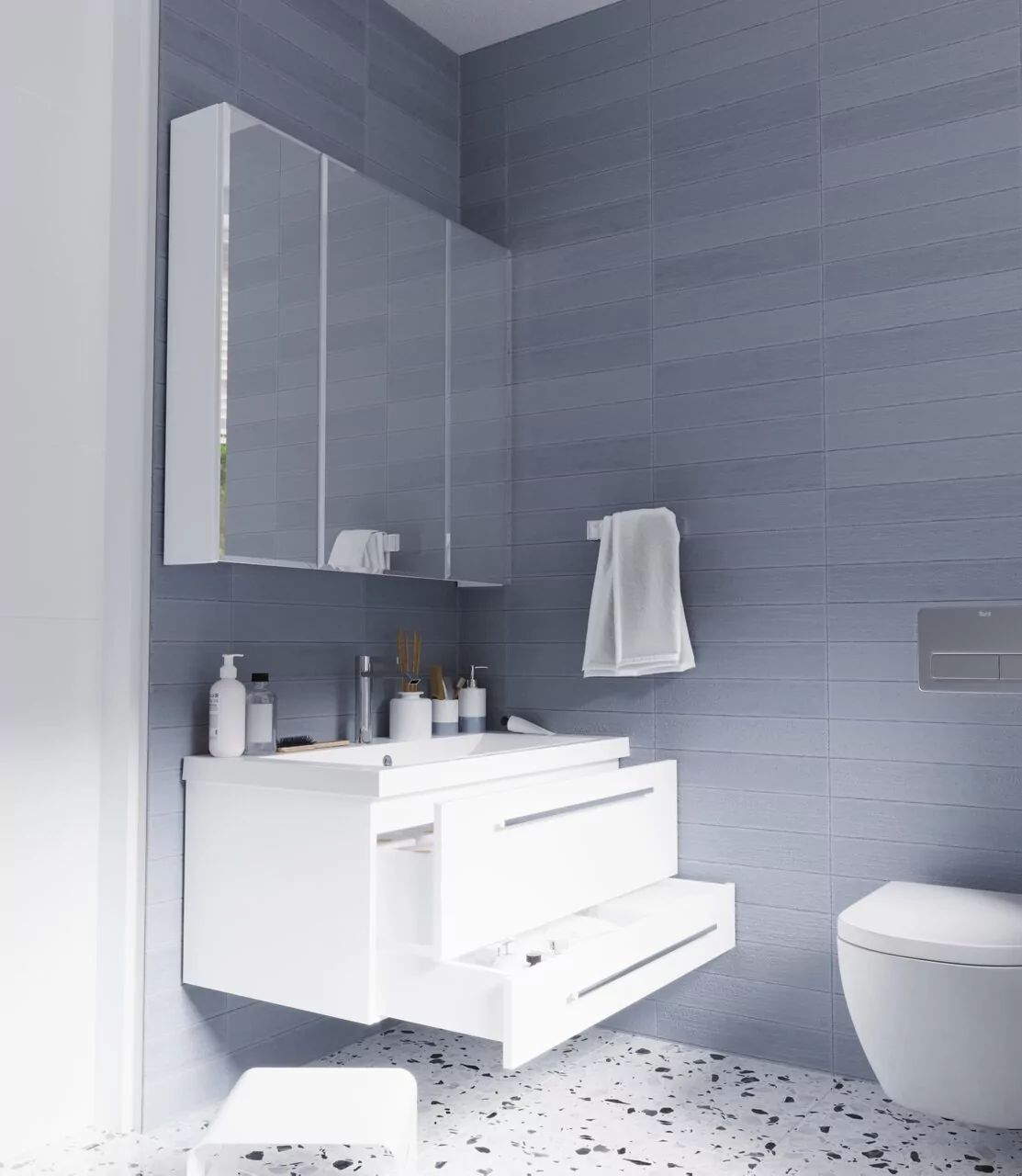 Тумба подвесная 1Marka Соната 90П с раковиной Анита 90, 2 ящика, белый