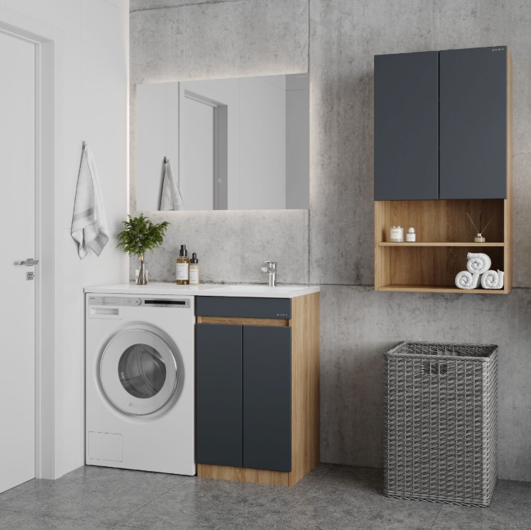 Шкаф навесной Onika Маркус Нова 60 серый/дуб сонома, (разборный)