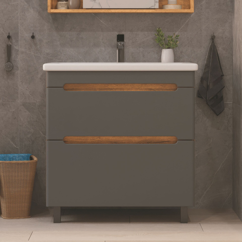 Тумба напольная SanStar Diva 80 с раковиной Moduo 80 (комплект), Gold Craft