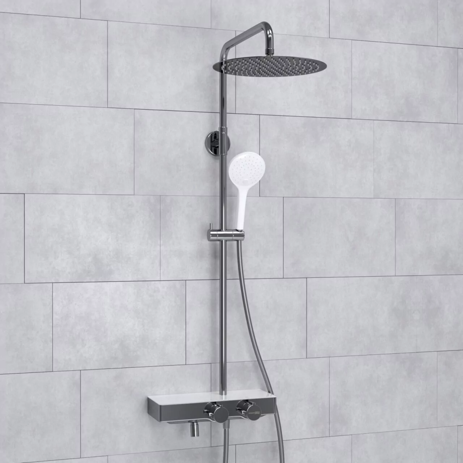 Душевая стойка WasserKraft A113.116.155.CH Thermo хром/белый Soft-touch