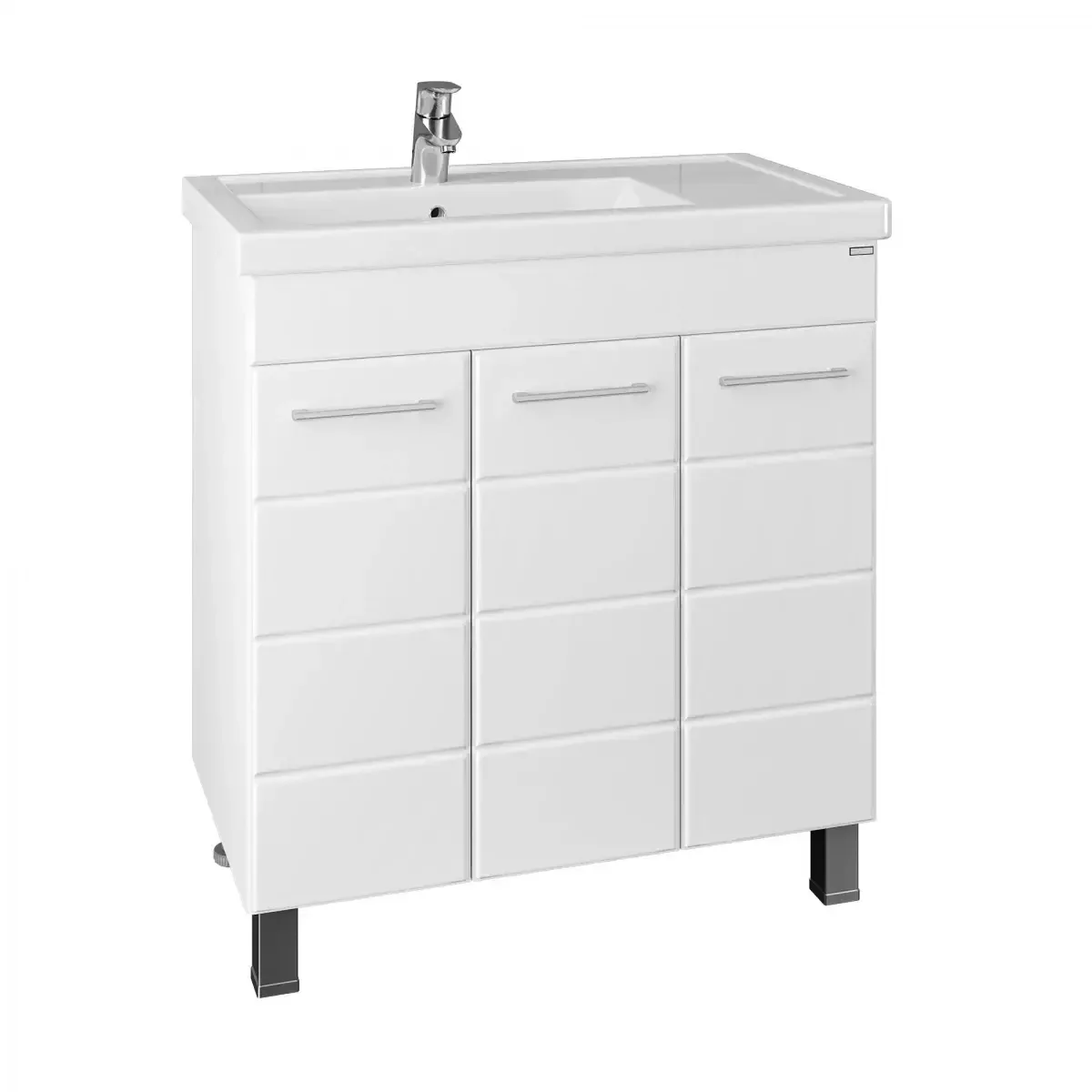 Тумба напольная Санта Омега 80 с раковиной со смещенной чашей Фостер 80П, белая