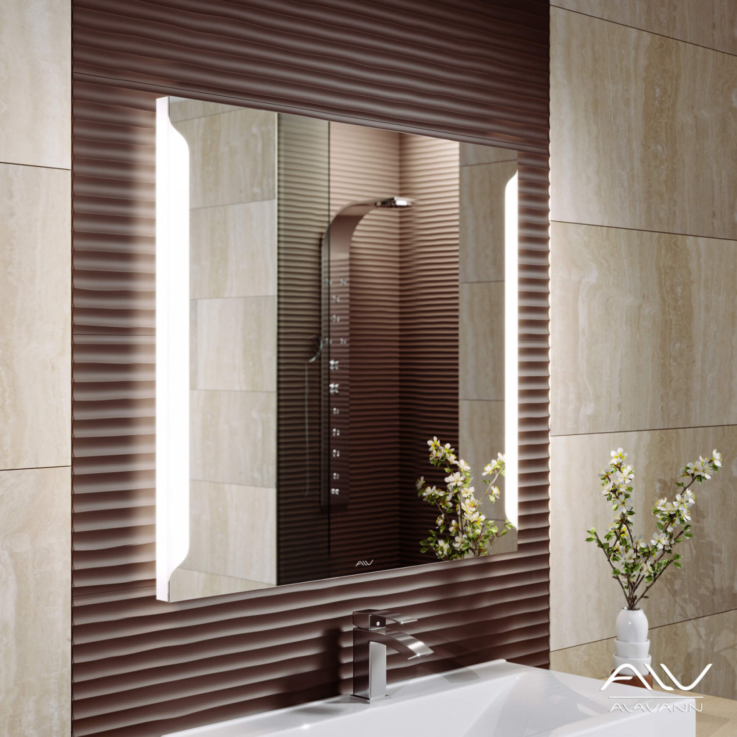 Зеркало Alavann Teneri 80 свет, кнопочный выключатель