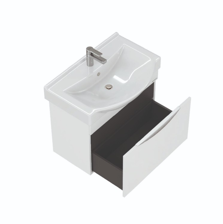 Тумба Onika Навиа 80 с раковиной Беверли 80 подвесная, белая