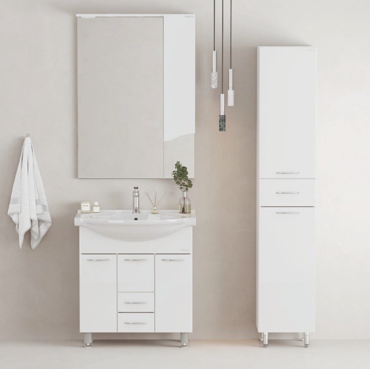 Пенал Onika Модерн 36 напольный, с бельевой корзиной, белый, правый