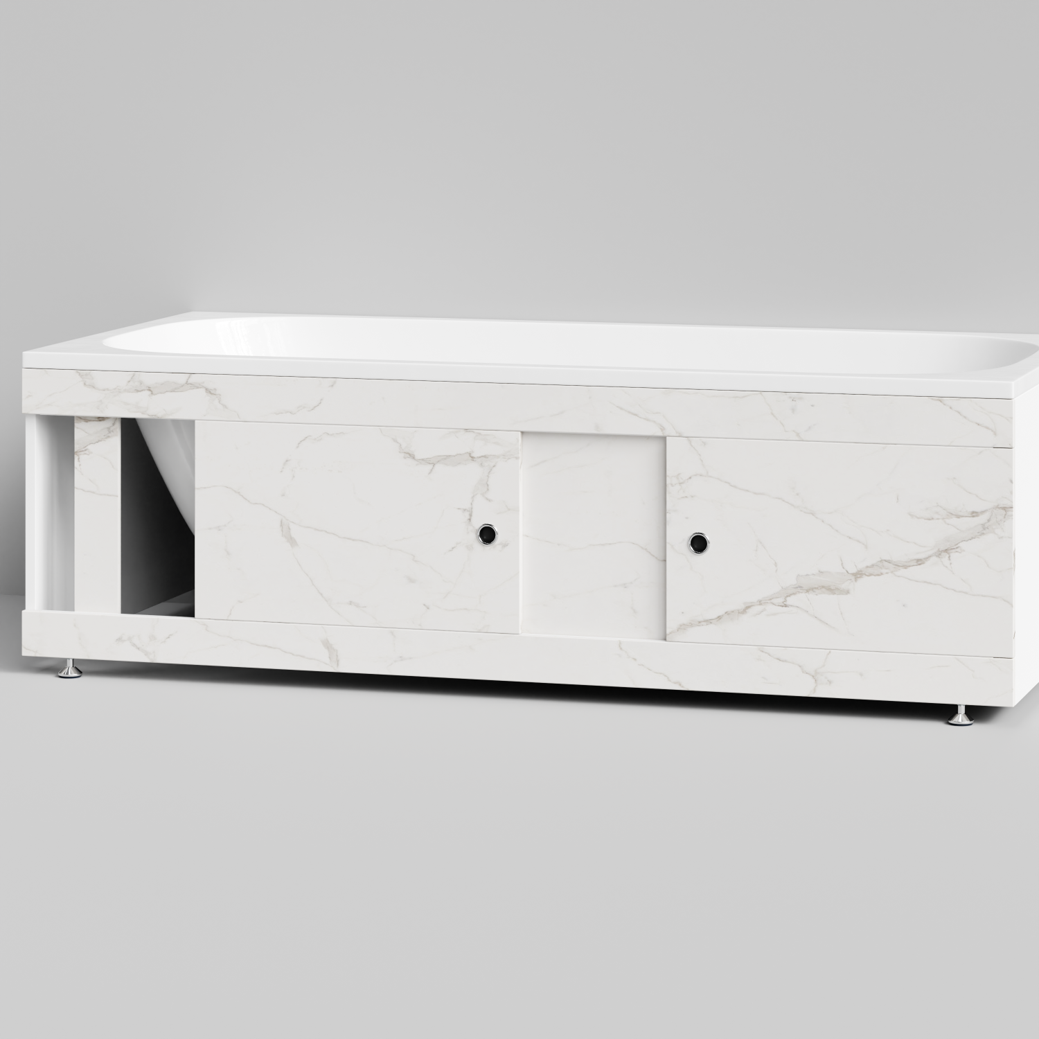 Экран под ванну Vod-ok Купе 180 раздвижной Мрамор Белый натур милк