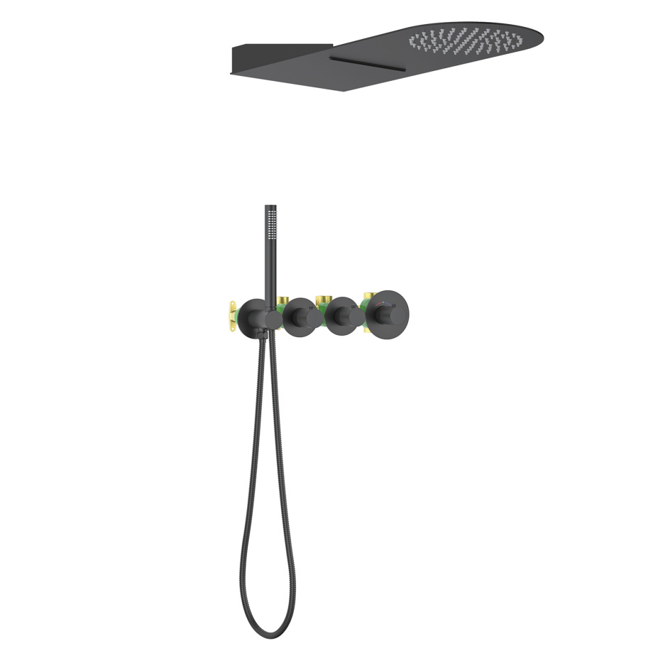 Душевая система встроенная с термостатом Timo Saona SX-2350/03SM черный