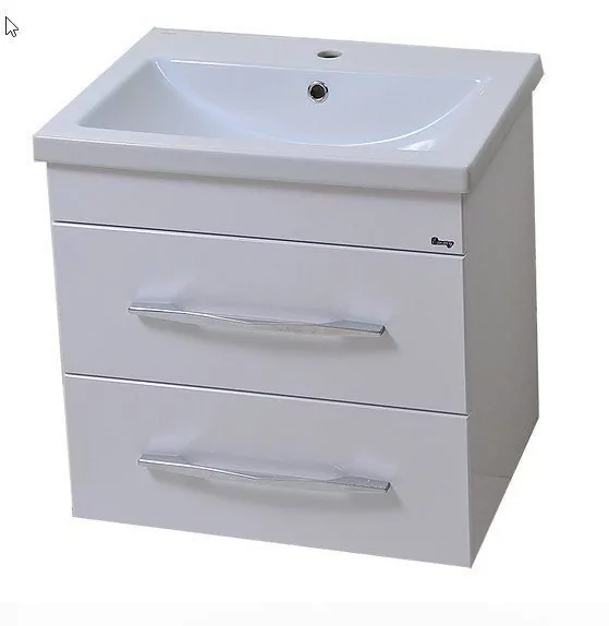 Тумба Emmy Рокард с раковиной Como 80 подвесная, 2 ящика, белая