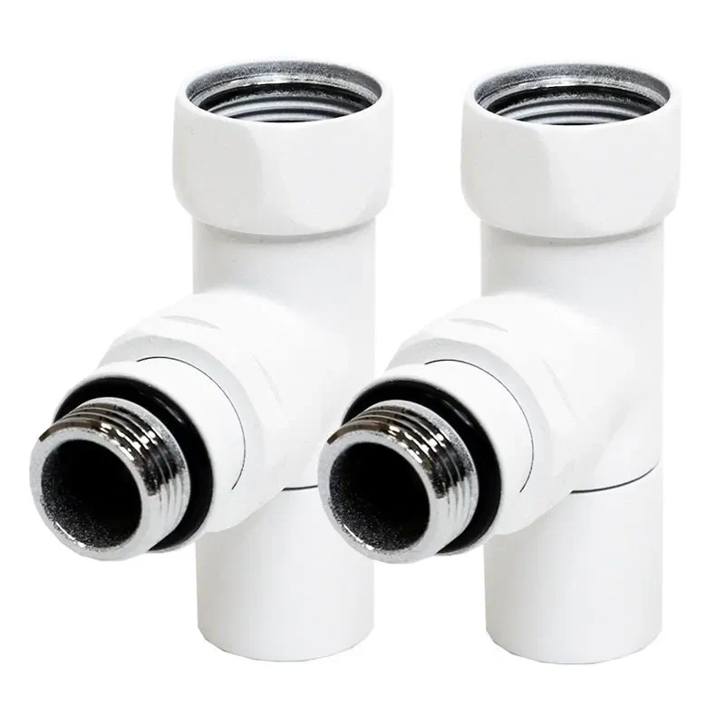 Кран для полотенцесушителя / вентиль угловой Energy, 1/2'' - 3/4'', цвет белый матовый, ручка круг - 2 шт.