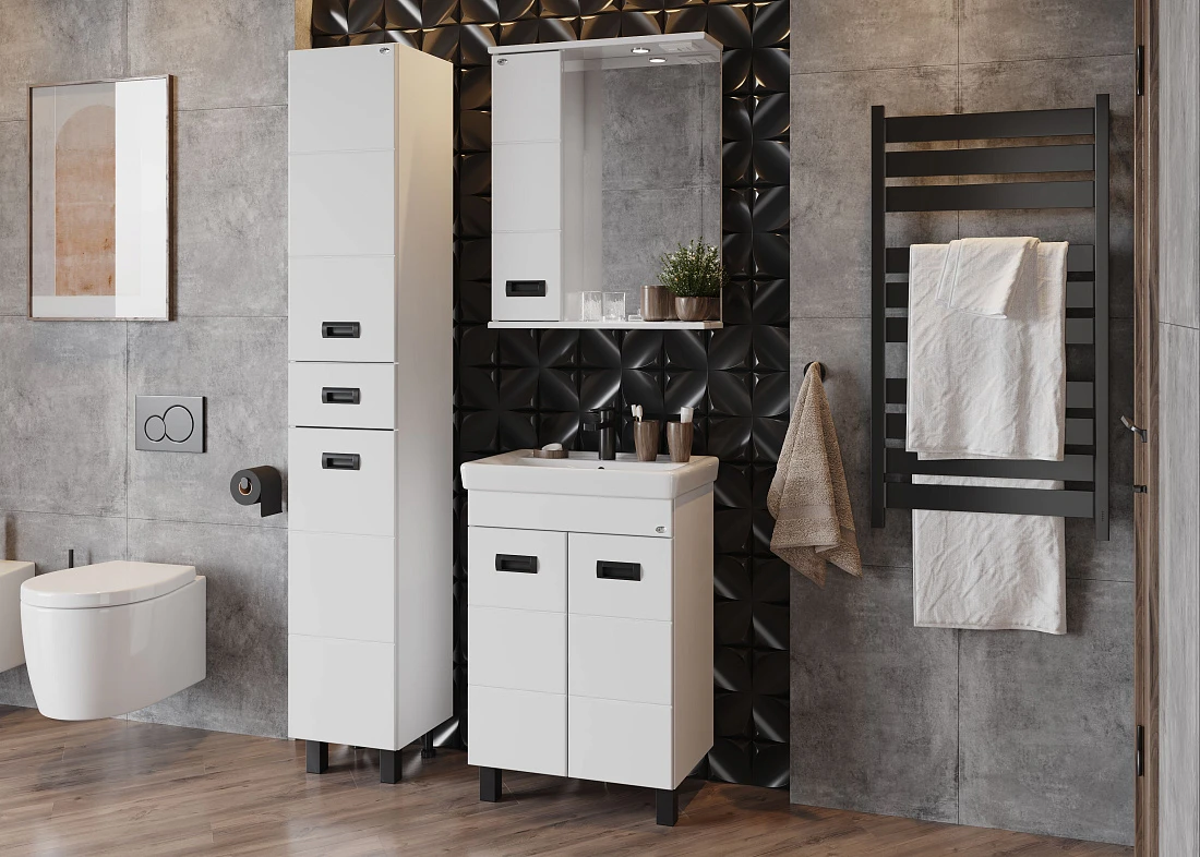 Зеркало со шкафчиком Onika Балтика Black 58 L свет, белый