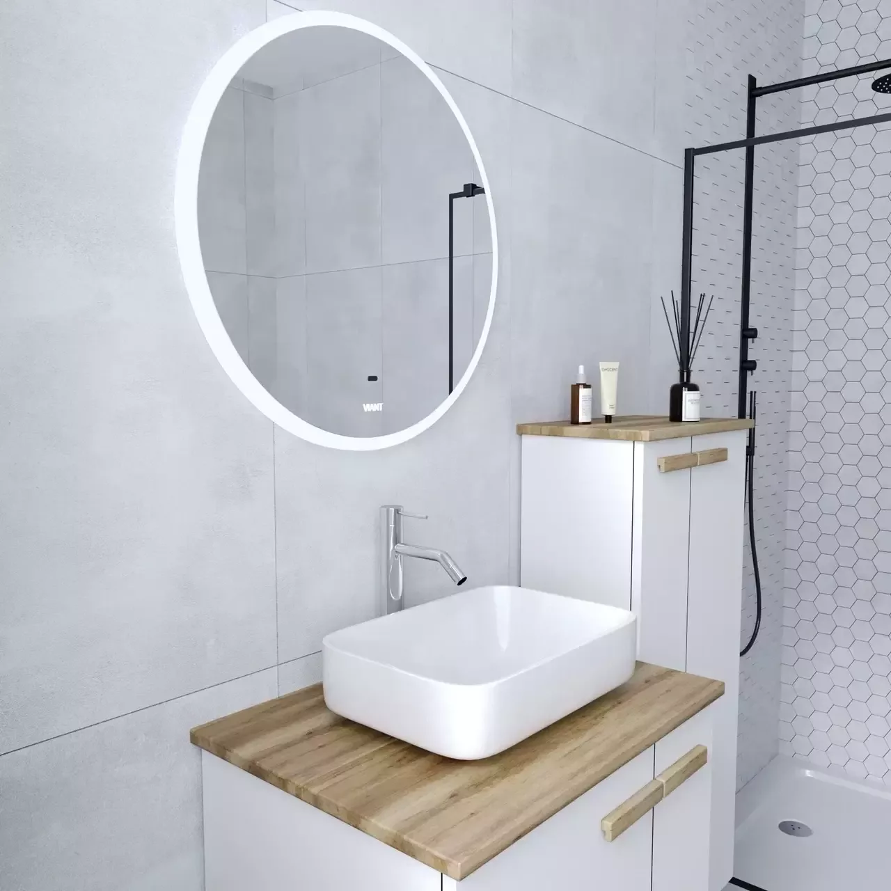 Зеркало Viant Мюнхен 70х70 круглое, свет