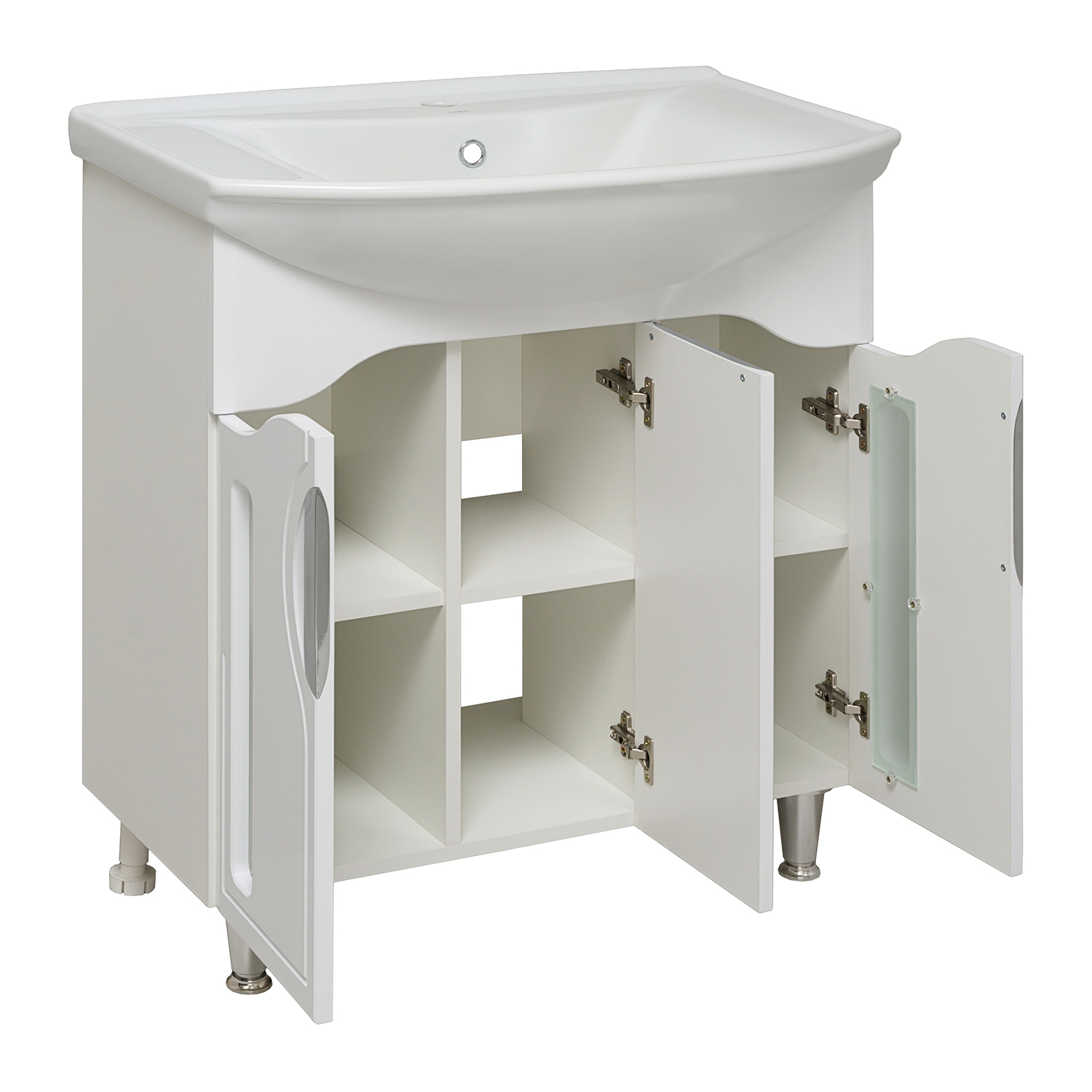 Тумба напольная Runo Толедо 75 с раковиной Стиль 75, белый