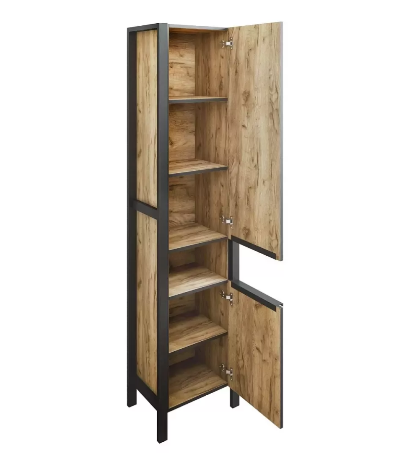 Пенал Sanflor Гард 40/2 R напольный, дуб крафт золотой/черный