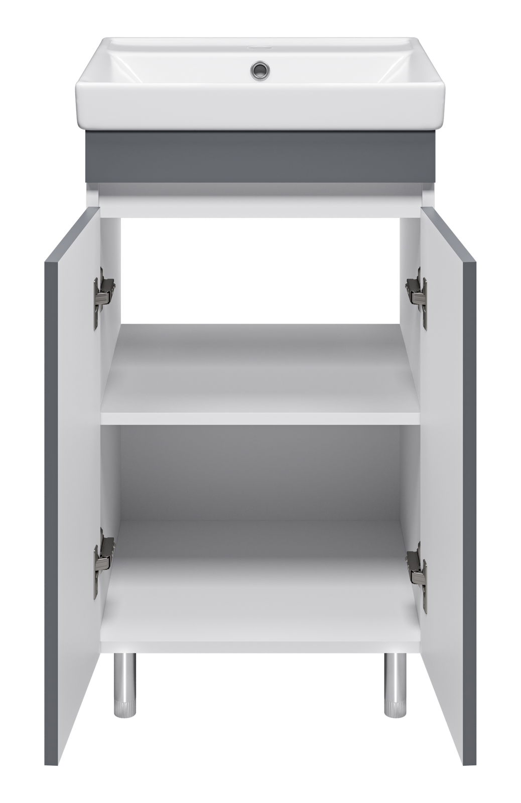 Тумба Misty Майна 50 с раковиной Como 50, напольный, графит/белый