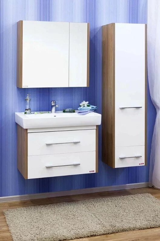 Пенал Sanflor Ларго 40 2 L/R подвесной, белый/вяз швейцарский