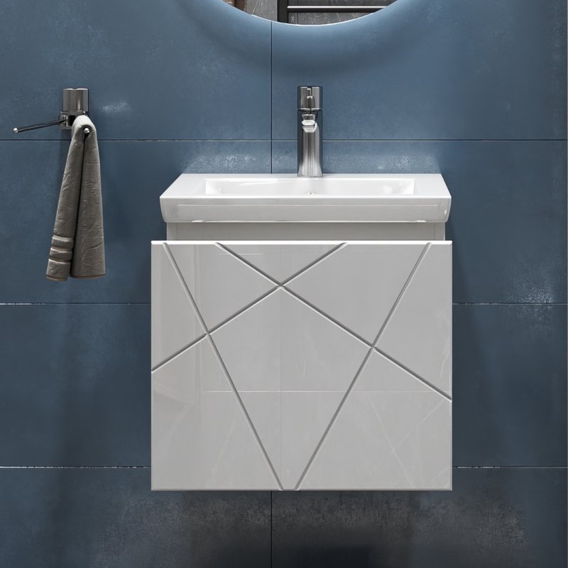 Тумба подвесная Vigo Geometry 50 с раковиной Фостер 50, белый