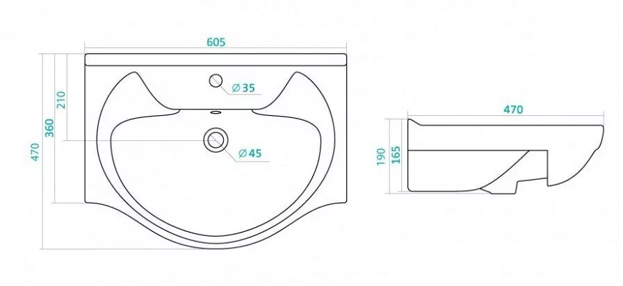Тумба с раковиной Style Line Лана 60 2 ящика, с корзиной, напольная, белая