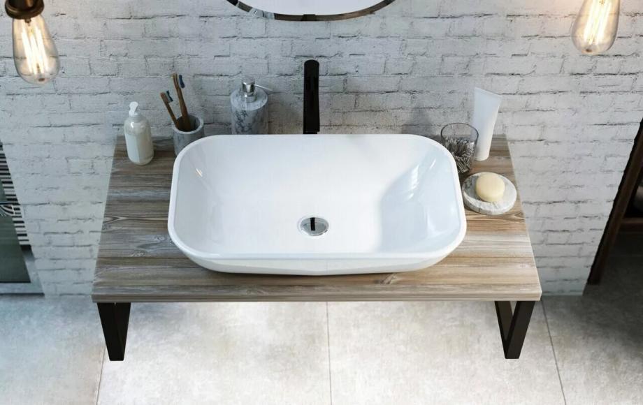 Столешница под накладную раковину 1Marka Grunge loft 90 на кронштейнах, дуб намибия