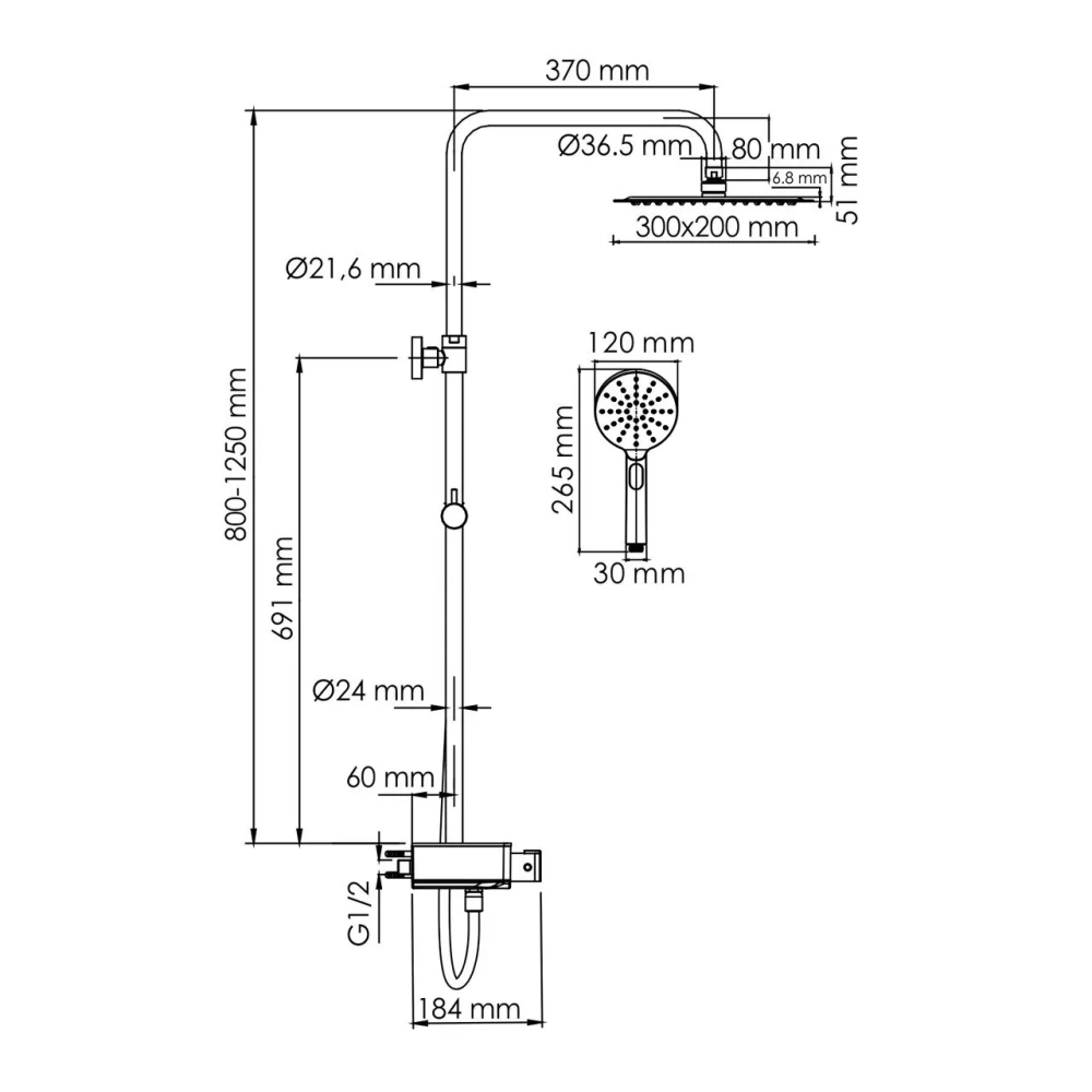 Душевая стойка WasserKraft A113.069.127.CH Thermo хром от магазина Vanna-Vanna.ru!