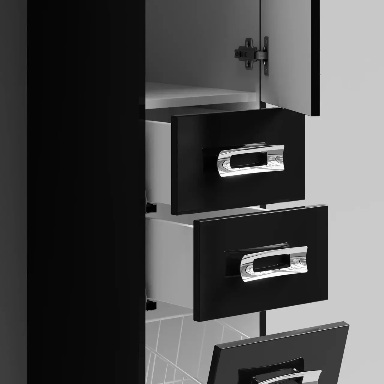 Пенал Vod-ok Орландо 30 L/R напольный с корзиной, черный от магазина Vanna-Vanna.ru!