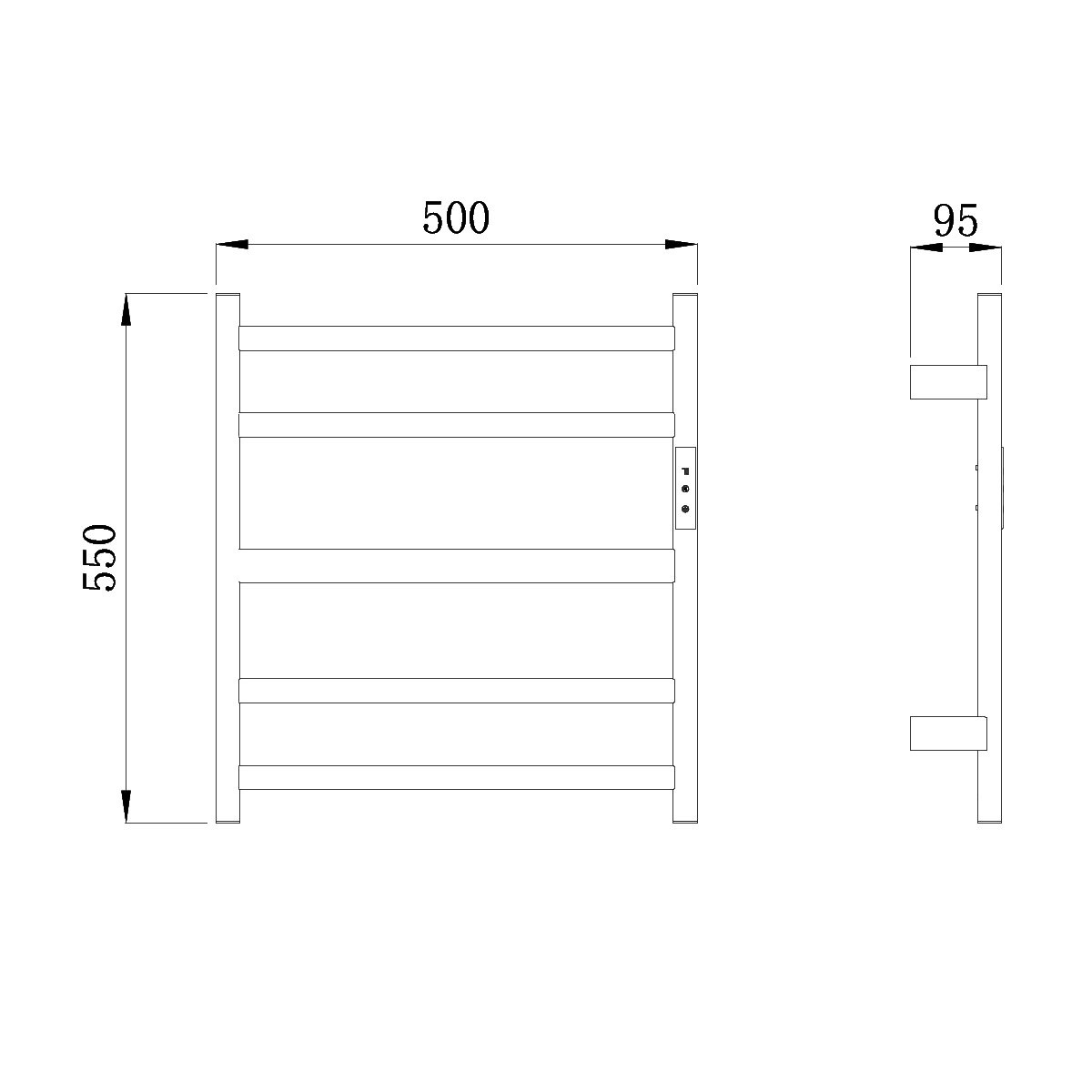 Полотенцесушитель электрический RAGLO R350.01.09 сенсорный с терморегулятором, графит
