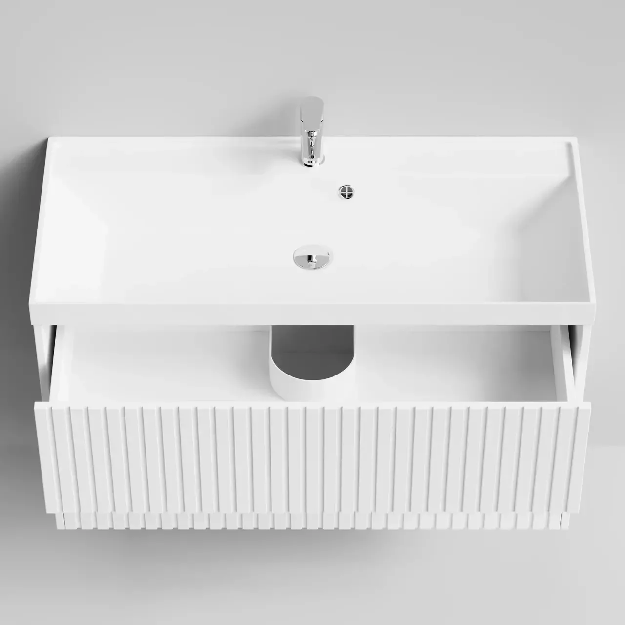 Тумба подвесная Vod-ok Тач 100 2 ящика с раковиной Classica 100, белая + 13 цветов