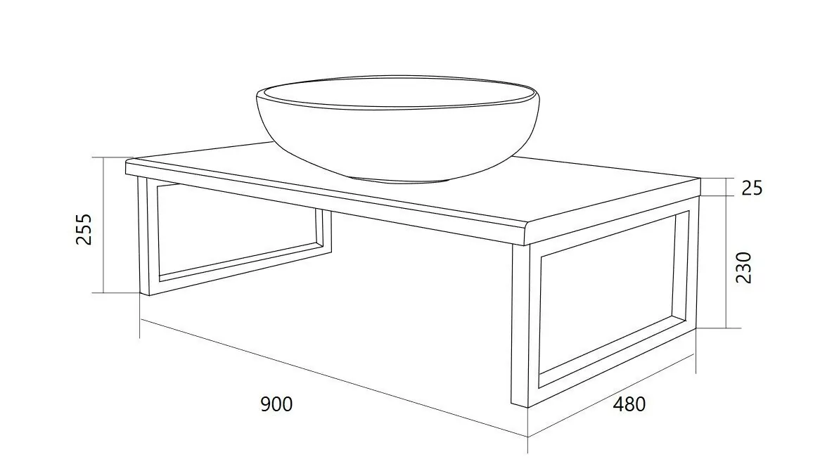 Столешница под накладную раковину 1Marka Grunge loft 90 на кронштейнах, дуб намибия