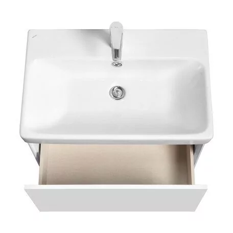 Тумба подвесная Aquaton Асти 70 с раковиной Адриана 70, 1 ящик, белый/ясень шимо