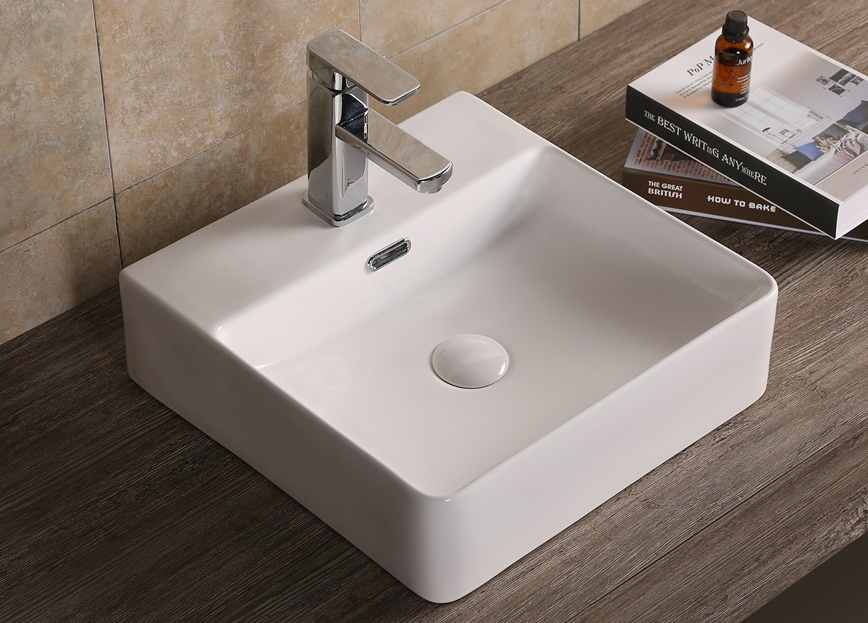 Раковина Cerutti Spa CR7602B накладная, белая, квадратная, под смеситель 420х420х125