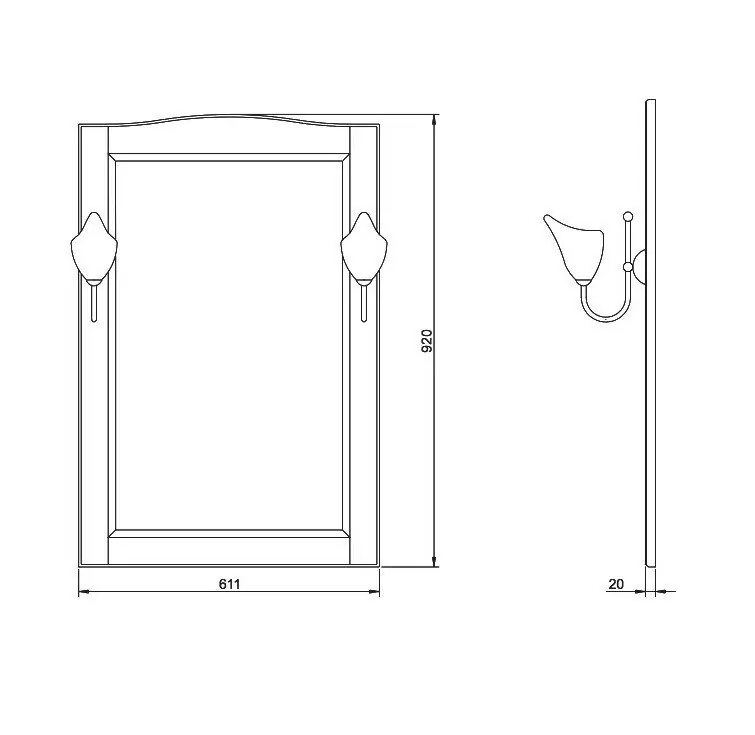 Зеркало ValenHouse Эллина 65 свет, белый, хром