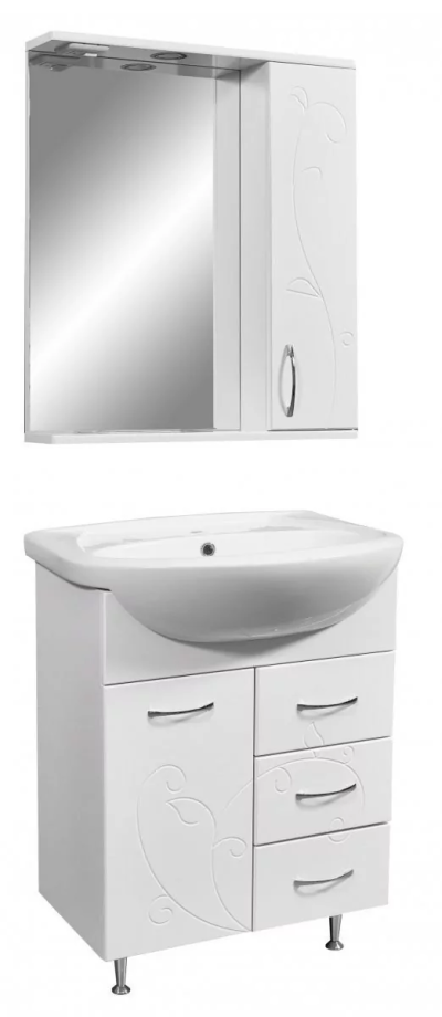 Мебель для ванной Stella Polar Фантазия 65 комплект, напольный, белый глянец