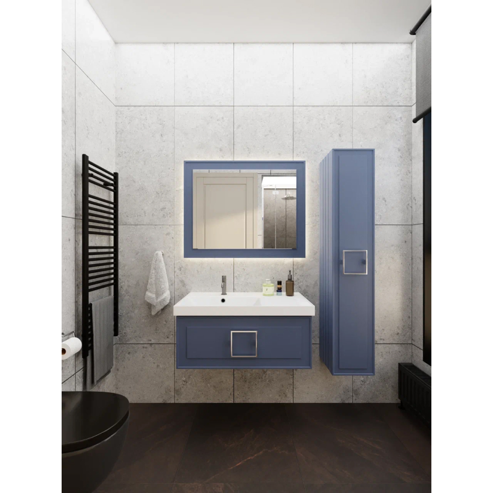 Зеркало с подсветкой La Fenice Cubo Blue Grigio 100х80, синее