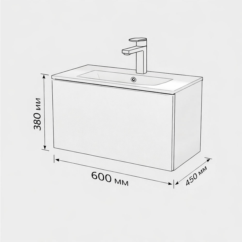 Тумба с раковиной подвесная (60 см) Terminus Aurora AUR10601900301O, белый