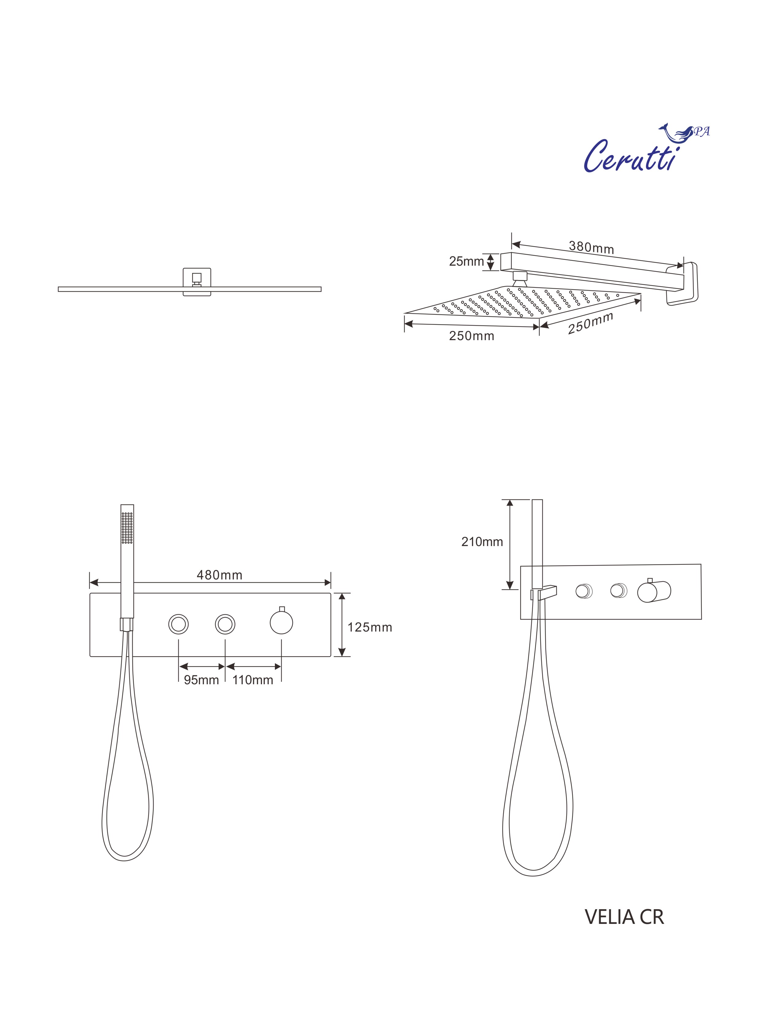 Душевой комплет Ceruttispa VELIA CR CT10398 хром