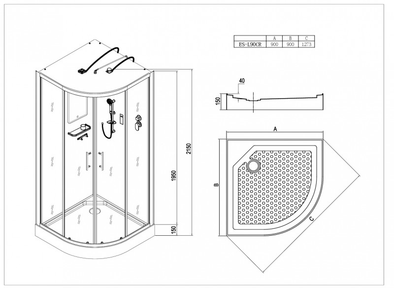 Душевая кабина Esbano ES-L90CR 90х90х210