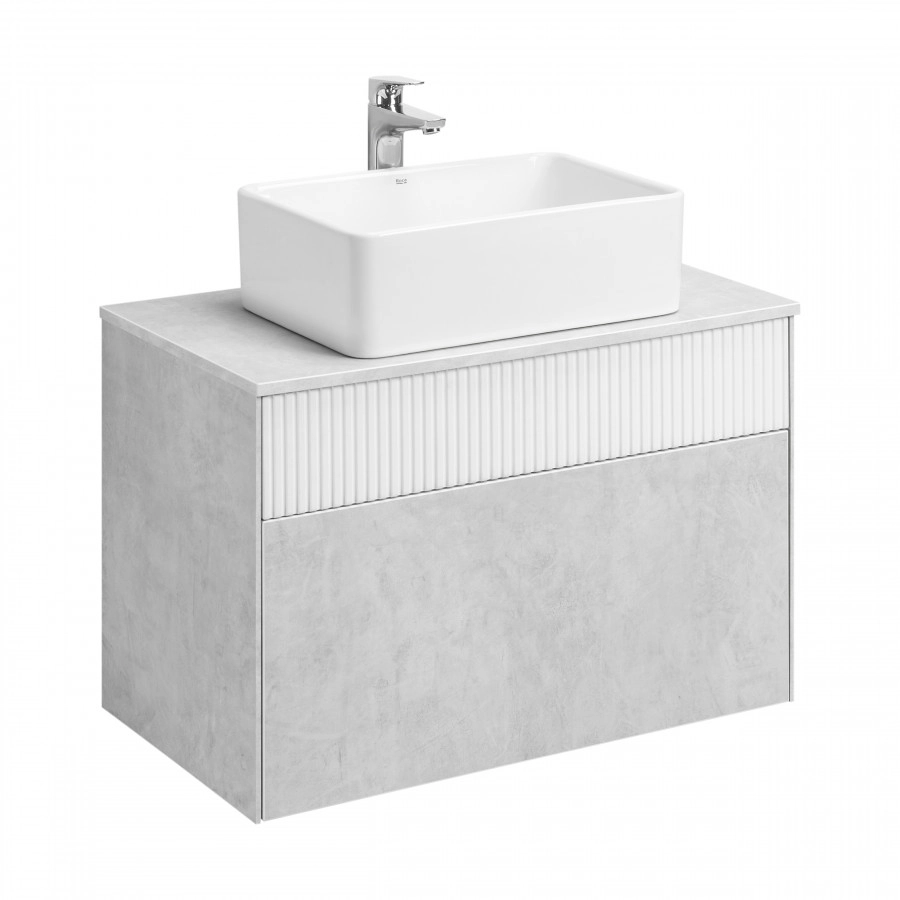 Тумба Aquaton Марбл слэйт 80 с раковиной MILA 50х35, белый матовый