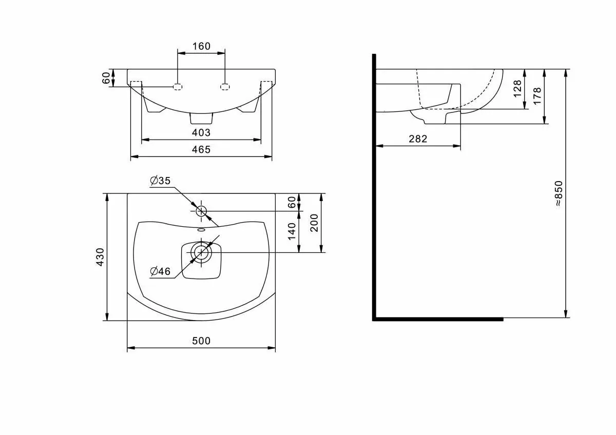 Тумба напольная Асб-мебель Альпина 50 с раковиной Ладога 50, белый/дуб золотой