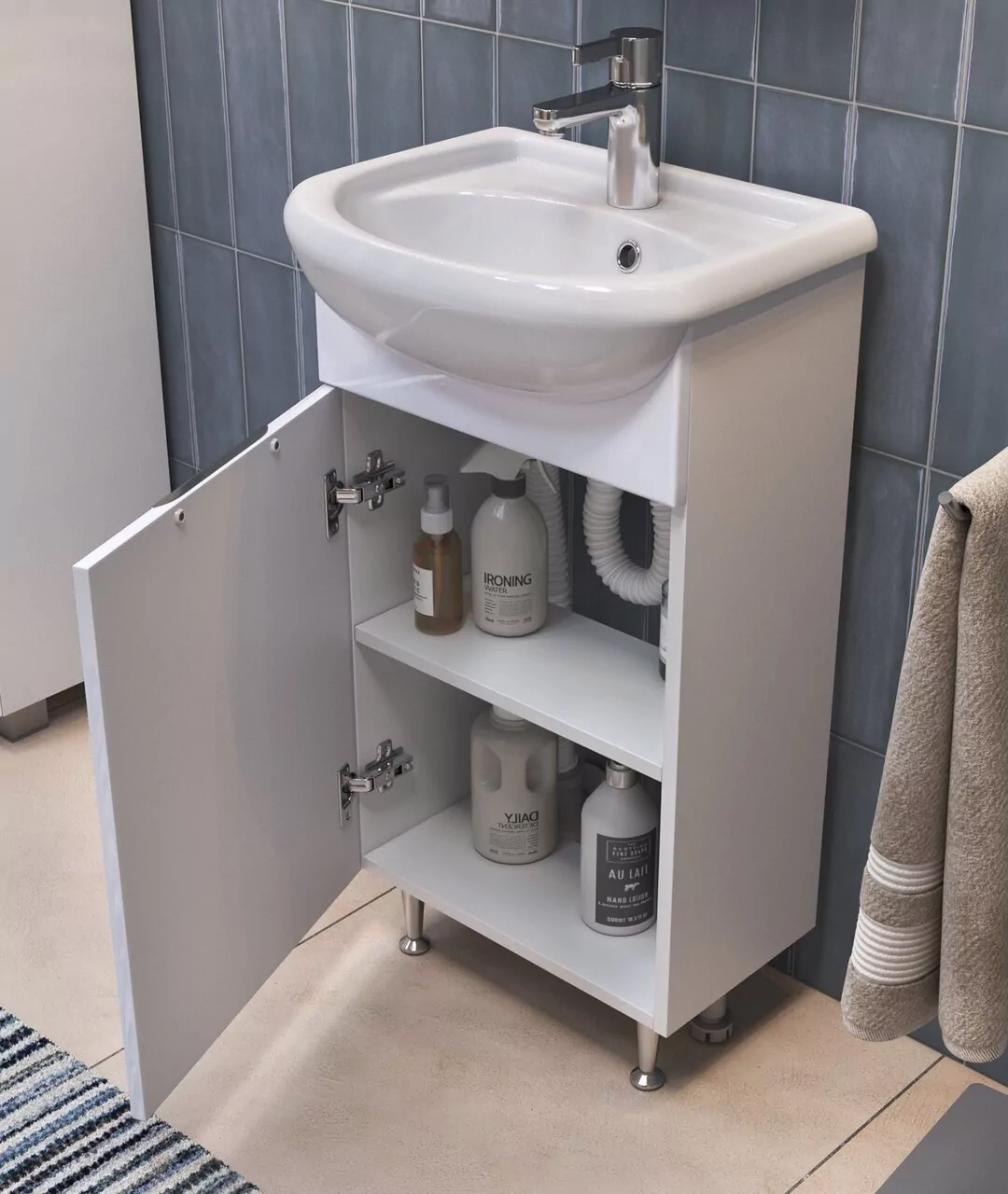 Тумба напольная Vigo Callao 45 с раковиной Уют 45, 1 дверь, белый