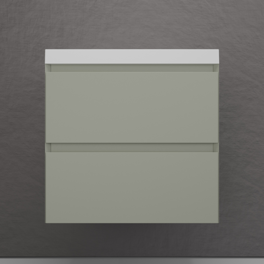 Тумба подвесная Style Line Манхэттен 60 Эмаль, с раковиной Asti 60 белый, олива